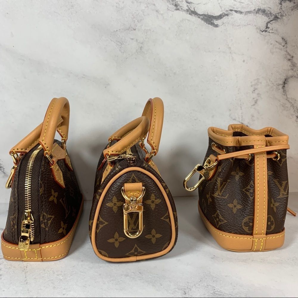 ββ Louis Vuitton Trio Mini Cones Monogram 3-bag Set charms Speedy Alma Noe NEW - Picture 7 of 16